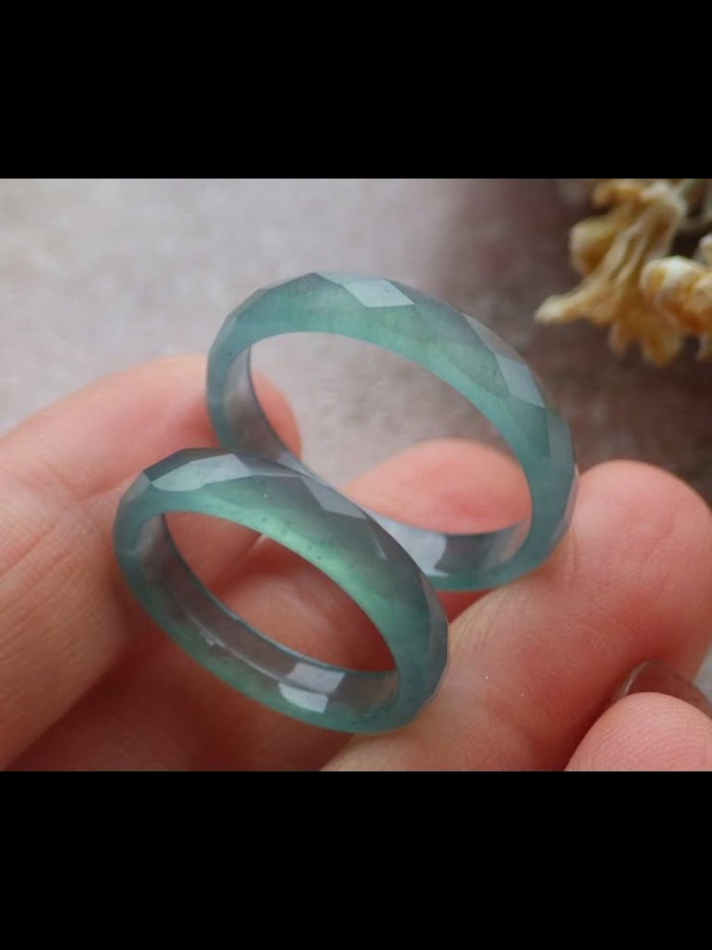 Certificate Jadeite Jewelry Jade Green diamond cut Ring Size6 size10.25